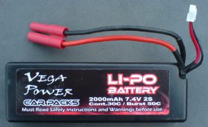 Spare 7.4V 2000mAh 2S 30C (Burst 50C) LiPo Battery with Banana (Bullet) Connector (LP7420) - Image 3