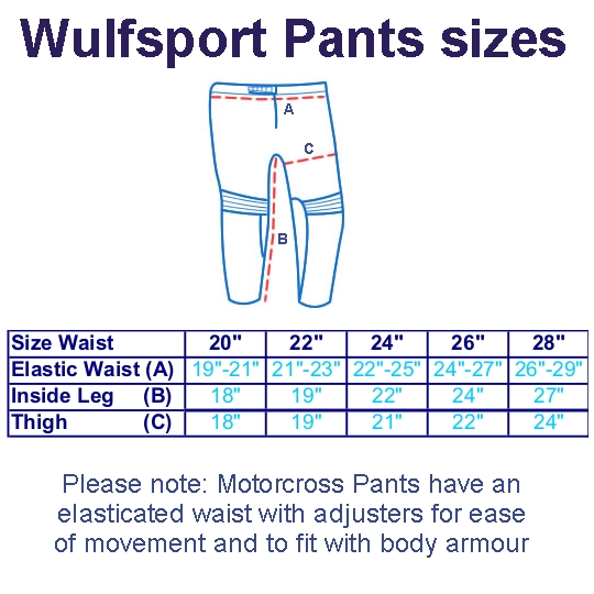 Mx Pants Size Chart