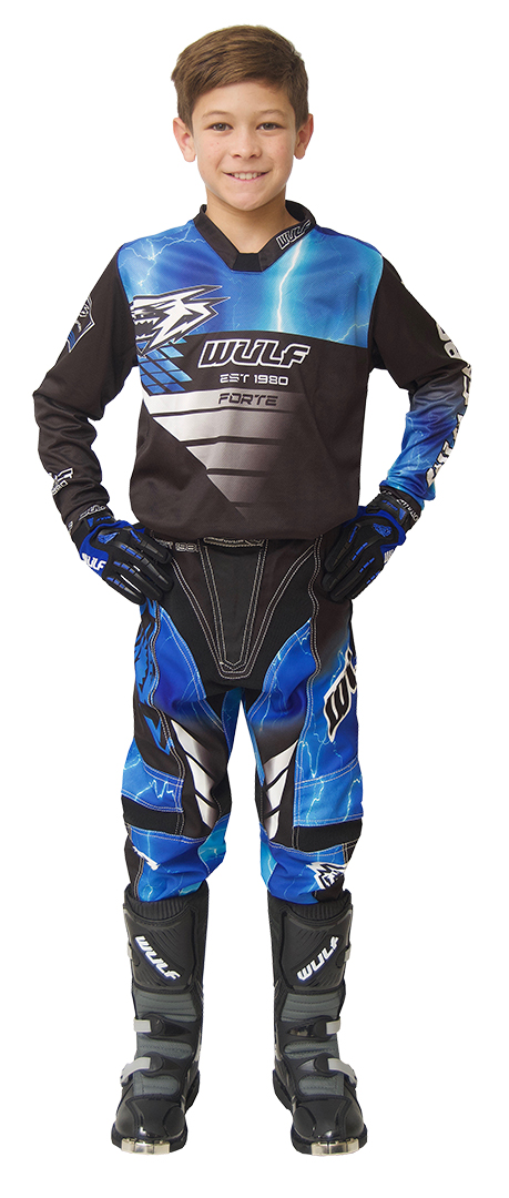 Wulfsport Cub Crossfire Blue Race Shirt Motorbike Motocross MX Leisure 