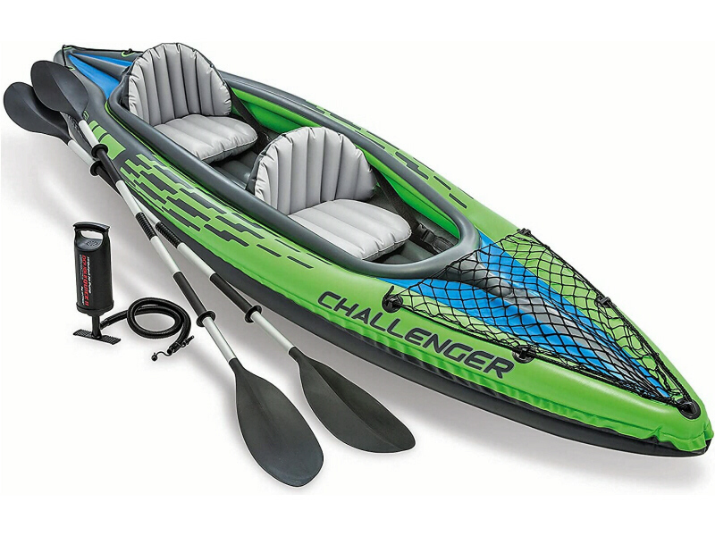 Intex Challenger Inflatable K2 Kayak complete with Aluminum Oars and High Outlet Air Pump