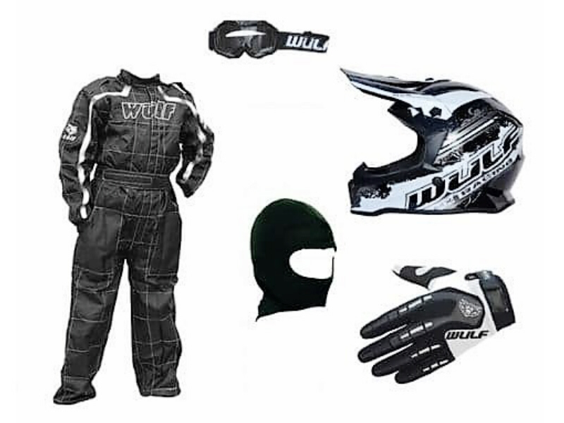 WulfSport Helmet, Goggles, Suit and Gloves Bundle - Plus Free Balaclava - Fantastic value - Black